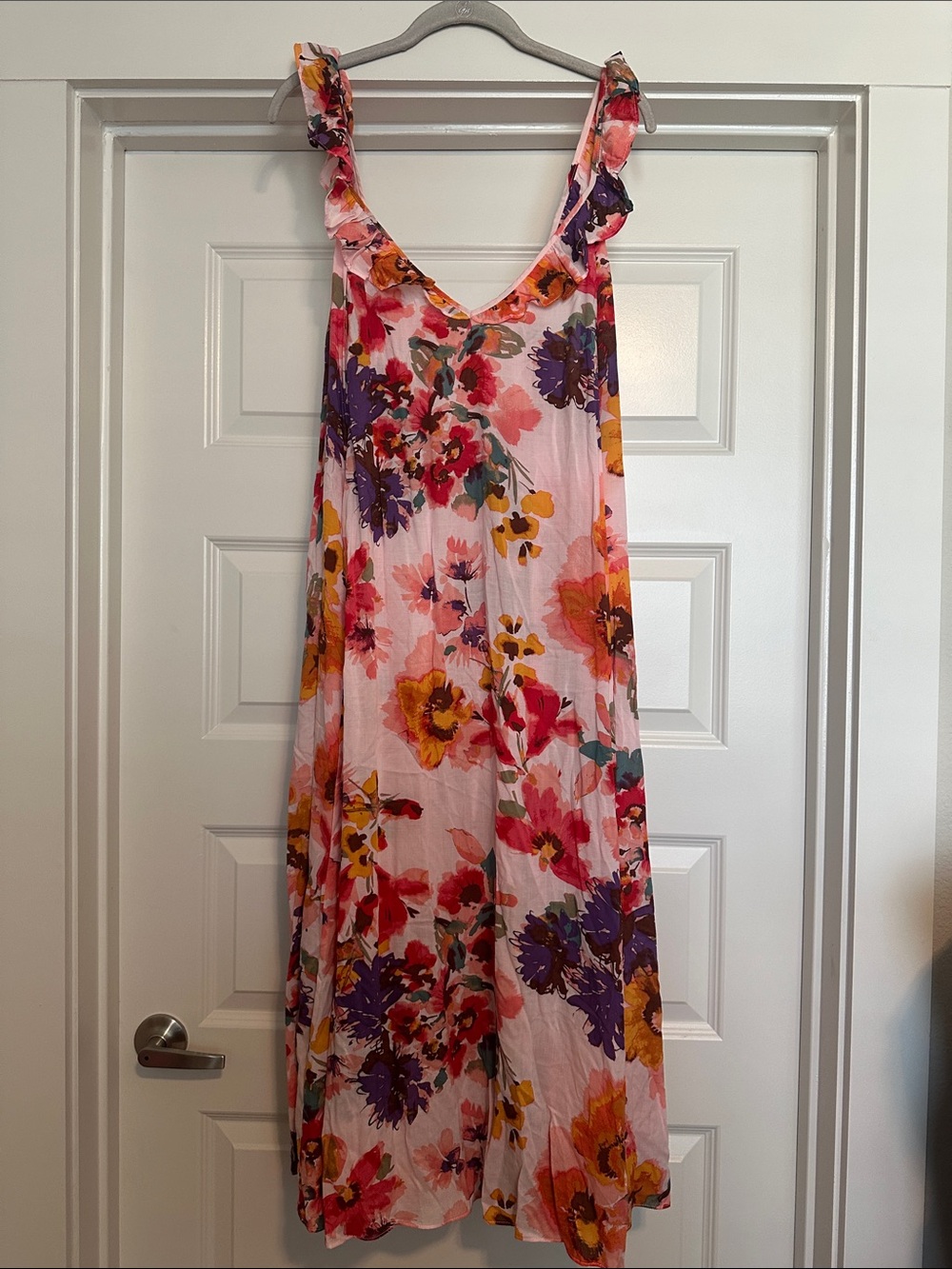 H&M Pink Floral Maxi Dress with Ruffles